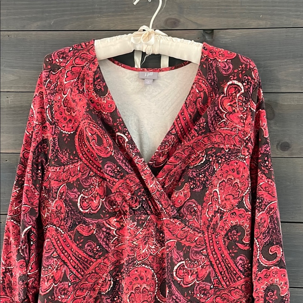 J. Jill Red and Black Paisley Dress - Picture 1 of 4